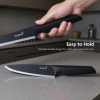 Ensemble de couteaux de cuisine Kuisine 15 pièces en acier inoxydable à haute teneur en carbone avec bloc d'affûtage intégré, ambidextre, moderne et ergonomique