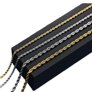 Haute qualité bricolage chaîne en acier inoxydable collier hommes plaqué or torsadé ondulé lien cubain accessoires élégants pour anniversaire - Product Image 2