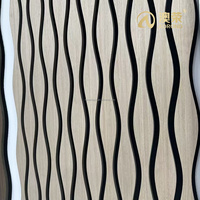 Harga grosir desain 3D tahan gores tahan gores heksagonal Strip kayu kisi Panel dinding latar belakang lintas batas dinding