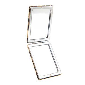 Wholesale Custom Logo Leopard Pattern Folding <b>Compact</b> <b>Mirror</b> Magnetic Closure Double Sided Glass Pocket Vanity <b>Mirror</b> - Product Image 4