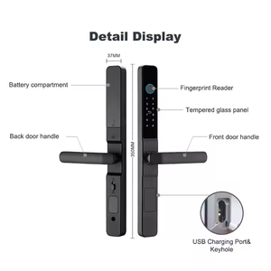 Serrure intelligente étanche TTLock avec application, serrure à empreinte digitale étroite pour porte coulissante en aluminium, compatible Tuya Wifi - Product Image 6