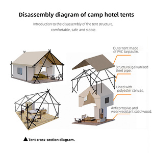 Lều nhà nghỉ sang trọng hình vuông 5x7m, lều cắm trại ngoài trời dành cho khách sạn và khu cắm trại, lều nhà nghỉ hình vuông - Product Image 6