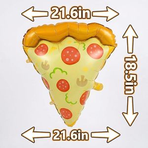 Pizza Slice Foil <b>Balloons</b>, Shiny Metallic <b>Balloons</b> for Pizza Night & Food Festival Party <b>Decor</b> - Product Image 2