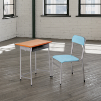 Ensemble bureau et chaise pour un seul élève, mobilier scolaire pour salle de classe avec structure métallique