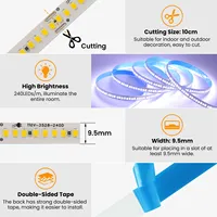 Bande lumineuse LED SMD 2835, 240 LED/M, AC 220V, IP20, pour la décoration de la maison, ruban flexible, bande autocollante, chaîne lumineuse