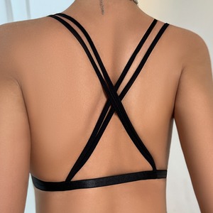 Sujetador de encaje negro para mujer con tirantes convertibles, sin aros, diseño sexy cruzado en la espalda, solo lavar a mano - Product Image 2