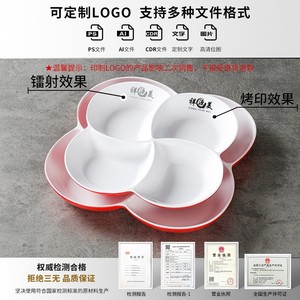 Xiangyuan <b>melamine</b> tableware <b>plates</b>, imitation porcelain dinner <b>plates</b>, snack <b>plates</b>, commercial plastic four-compartment - Product Image 5