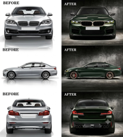 Upgrade Body Kit Konversi ke Gaya BMW G30 G38 M5 2021 untuk BMW Seri 5 F10 F18 2011-2017 Kap Mesin Fender Lampu Bumper Side Skirt