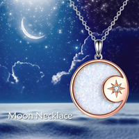 Fine Jewelry Collier pendentif étoile opale blanche ronde en argent sterling 925 plaqué or rose