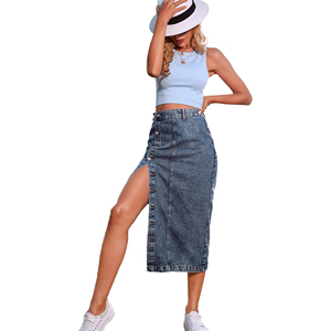 <span class=keywords><strong>Jupe</strong></span> longue en <span class=keywords><strong>jean</strong></span> bleue pour femme, style <span class=keywords><strong>crayon</strong></span>, avec fente latérale, vente chaude, vente en gros - Product Image 5