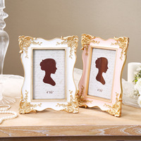 Cadre photo rectangulaire en résine créative style baroque antique 4x6 pouces fait main multicolore doré écologique