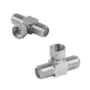 Divisor de cable coaxial tipo F 2 en 1 salida Conector de 3 vías F macho a doble F hembra Adaptador de conector tipo T para <span class=keywords><strong>antena</strong></span> de <span class=keywords><strong>TV</strong></span> Video VCR - Product Image 2
