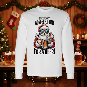 Fantastica maglietta natalizia a maniche lunghe con Babbo Natale, girocollo unisex per adulti, stampa digitale, attività promozionali - Product Image 2