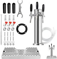 Kegerator à 3 robinets réglables avec bac de récupération de bière en acier inoxydable, tour de distribution préinstallée et pièces de kegerator pour brassage maison