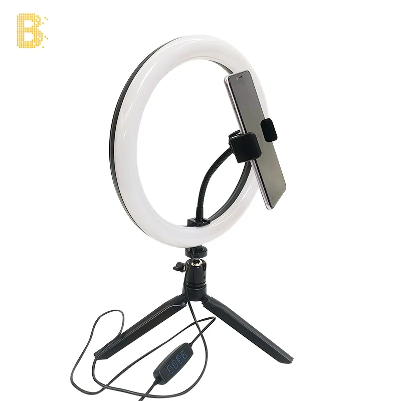 Free shipping 10inch 26cm makeup heart shaped ring light led circle selfie ring light with cell phone holder tripod stand
