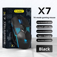 Ratón Óptico para Juegos X7 TYPE-C+2.4G+BT de Triple Modo RGB, 12800DPI, Ergonómico para Diestros, Certificado - Precio Especial para Computadora