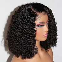 Perruque Courte Brésilienne Bob Pas Chère avec Dentelle Frontale HD, Perruques Frontales en Dentelle HD Cheveux Humains Bouclés Pixie Sans Colle, Perruques Entièrement en Dentelle HD pour Femmes Noires