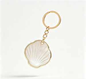 Shell Shape Metal Key Chain Gold Tone Zinc Alloy <b>Keyring</b> Custom Engraved Souvenir Gift - Product Image 1