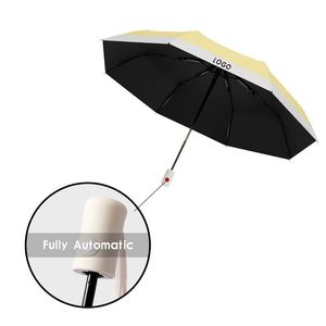 Custom <b>Windproof</b> Automatic Three Folding Uv Protection Rain <b>Umbrella</b> With Logo - Product Image 3