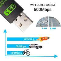 Adaptador USB WiFi Inalámbrico de 600mbps, Dongle WiFi sin Controladores de 5.8GHz y 2.4GHz para Computadora Portátil y PC