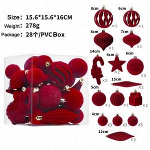 Nouvelle Arrivée Design Luxe Lot de 28 Boules de Noël en Velours Floqué Écologique 2,75 Pouces en PS pour Décoration - Product Image 5