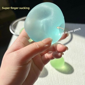 Best-selling Rubber <b>Squishy</b> Translucent Blue Stress-relief Toy Ballmoldable Non-rebounding Pleasant Satisfying Feel Squeezed - Product Image 4