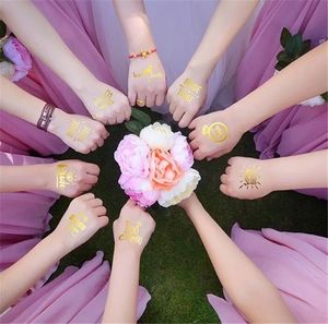 Gold Wedding Bride Custom Body Art Metallic tatuaggio temporaneo Golden Sliver Foil Stamping Tattoo Stickers Tatoo/ <span class=keywords><strong>Tatto</strong></span>/ Tato - Product Image 6