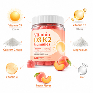 Suplemento multivitamínico múltiple para apoyar la inmunidad Cuidado DE LA SALUD <span class=keywords><strong>Colecalciferol</strong></span> <span class=keywords><strong>10000</strong></span> Calcio y vitamina D3 K2 Gomitas para la salud - Product Image 3