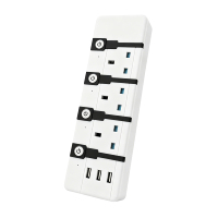 Regleta de alimentación industrial estándar del Reino Unido de 10 A con 3 puertos USB-A, cable de extensión con enchufe EU/US para uso doméstico/oficina