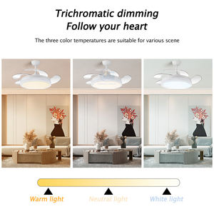 745 Ventilateur de plafond lustre avec lumière avec télécommande 42 pouces 3 couleurs avec haut-parleur lumière RVB - Product Image 4