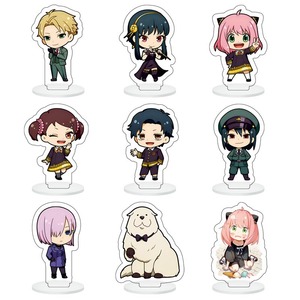 6CM 9 unids/set artesanías de plástico SPY FAMILY Anya Forger Twilight Yor Bond decoración escritorio accesorios figura acrílico Anime soporte placa - Product Image 1