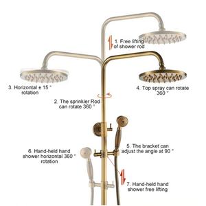 Ensemble de douche mural moderne en laiton antique, finition polie, jet doux, pluie dissimulée, bronze apparent - Product Image 5
