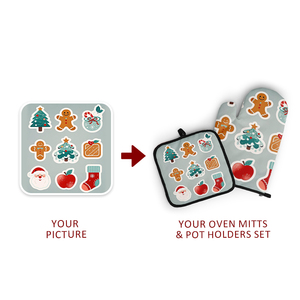 Logotipo personalizado, venta al por mayor, sublimación, cocina resistente al calor, dibujos animados personalizados, manoplas para horno y juegos de Agarraderas - Product Image 2