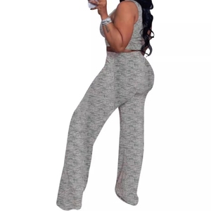 Women's Sleeveless Printed Top & Wide-Leg Pants Casual 2-Piece <b>Set</b> Fashion - Product Image 3