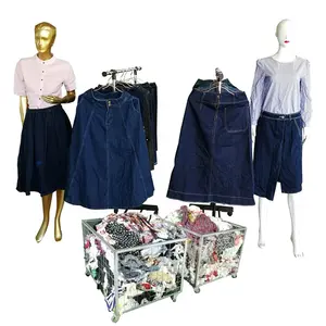 Saia jeans para senhoras, moda japonesa hangzhou, roupas usadas, escolhidas da coreia do sul