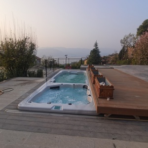 Jardín patio trasero sin fin piscina larga enterrada acrílico Balboa <span class=keywords><strong>Intex</strong></span> Swim Spa con cubierta y calentador - Product Image 4