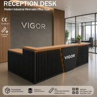 Comptoir de réception en bois et métal, fourni par l'usine, pour les lieux de divertissement, les hôtels, les bars, personnalisable