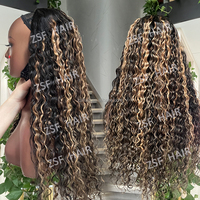 Vente en gros # 27 Demi-perruques bouclées blond miel birmanes en cheveux humains, cheveux vierges alignés sur les cuticules, avec cordon de serrage, sans colle, à porter en tête de tête
