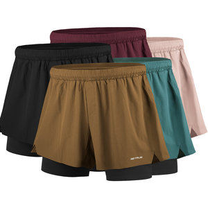 Shorts de sport pour homme, solides, 5 pouces, doublés, séchage rapide, écologiques, design 2 en 1, poches zippées, pour la gym, la randonnée, les marathons - Product Image 1