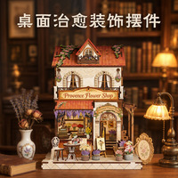 Rumah Model Kayu Buatan Tangan DIY Seri Kota Prancis Selatan, Miniatur 3D, Pemandangan Bunga Muxu Society yang Indah, Lintas Negara