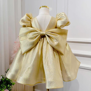 Robe de princesse unie avec nœud pour filles, nouvelle collection 2025, haut de gamme, pour <span class=keywords><strong>mariage</strong></span> et anniversaire d'un an - Product Image 1