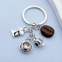 Porte-clés créatif en alliage de zinc en forme de tasse à café, machine à café portable, théière, porte-clés 3D en métal alimentaire, cadeau pour clés de voiture