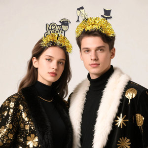 2026 chapeau de fête du nouvel an noir or étoile à cinq branches bande de couleur vente chaude fête du nouvel an décoration bandeau - Product Image 3