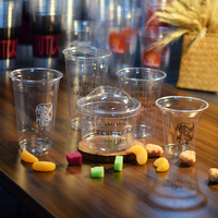 Gobelets en plastique transparents jetables pour boissons froides, café matcha, avec couvercles et pailles, personnalisables avec logo imprimé sur étiquette PET