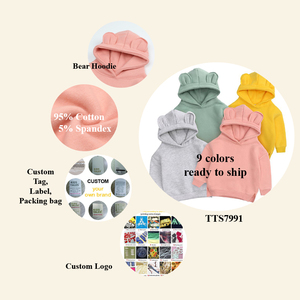 Orsetto orecchie per bambini vestiti invernali per bambini ragazzi ragazze felpa con cappuccio Top in pile cappotto caldo Pullover in cotone felpa per bambini - Product Image 5