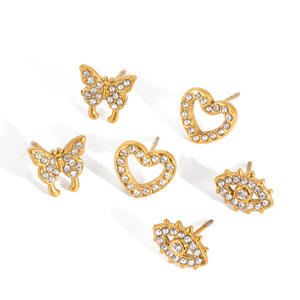 Nouveauté Boucles d'oreilles mignonnes plaquées or 18 carats Acier inoxydable de haute qualité Étanche Brillant Or Luxe Boucles d'oreilles à clous pour femmes - Product Image 1
