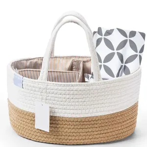 Diaper Changing Rope Basket Portable Cotton Rope Diaper Storage Basket For Changing Table Car