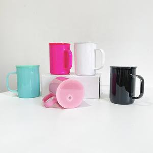 EE. UU. Almacén 17oz Macaron Sublimación en blanco Color Sublimatable Colorido Camper Tazas de café de vidrio con tapas de plástico PP Tapa - Product Image 2