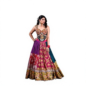 Lehenga Choli Women's Traditional Indian Wedding Dress Floor-Length Silk Embroidered Multi-Color Ethnic Outfit - Product Image 1