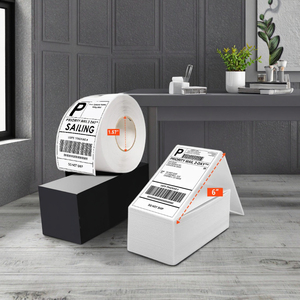 Công ty tùy chỉnh logo 4x6 inch nhiệt địa chỉ mã vạch nhãn A6 nhựa vận chuyển vận đơn dán nhiệt đóng gói Băng khuyến mãi - Product Image 1